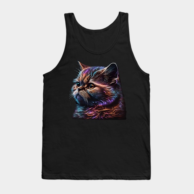 Neon Exotic Shorthair Cat Tank Top by Sygluv